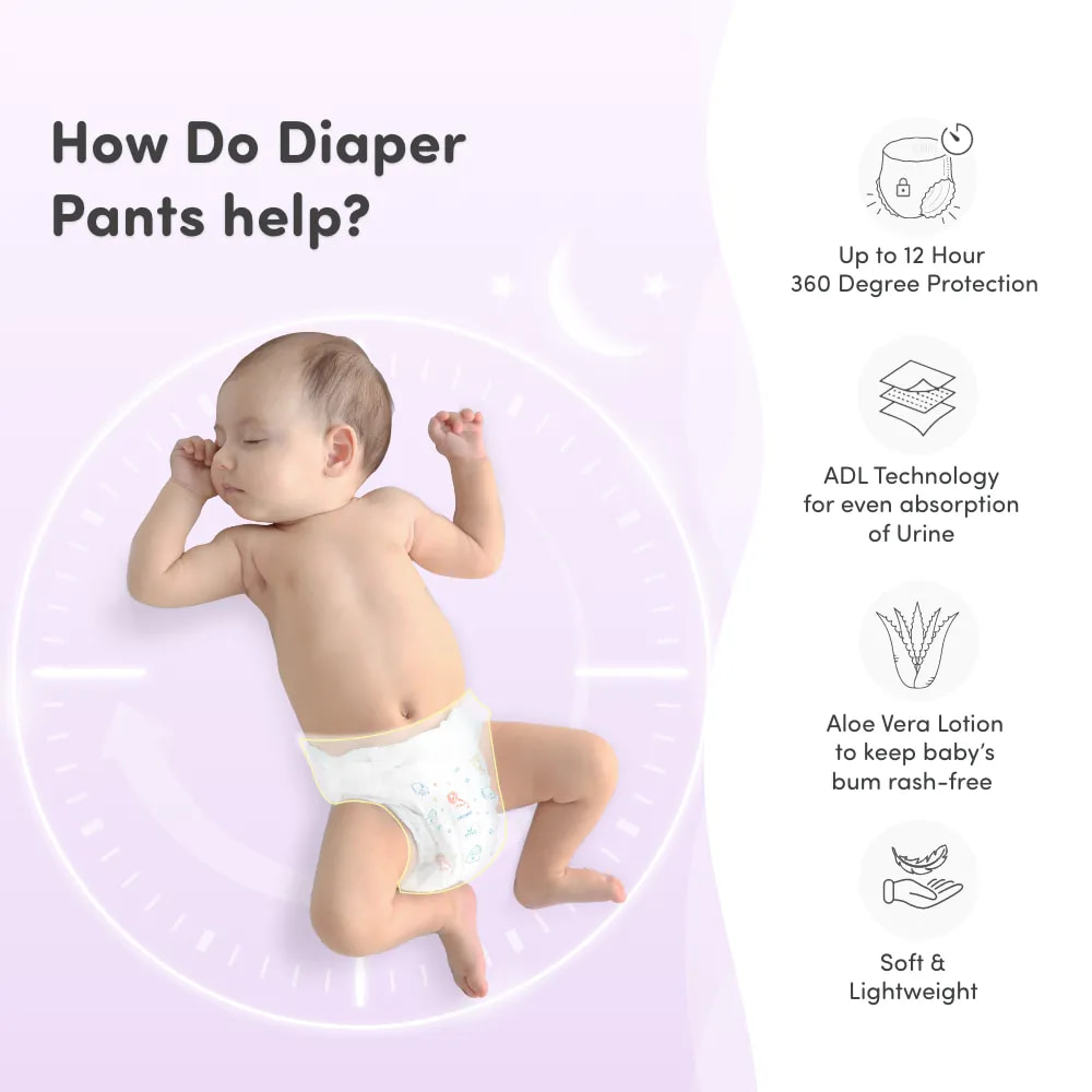 Monthly Diapering Super Saver Combo - Diaper Pants (L) Size (Pack of 2, 64 Count) + Wipes (Pack of 2)