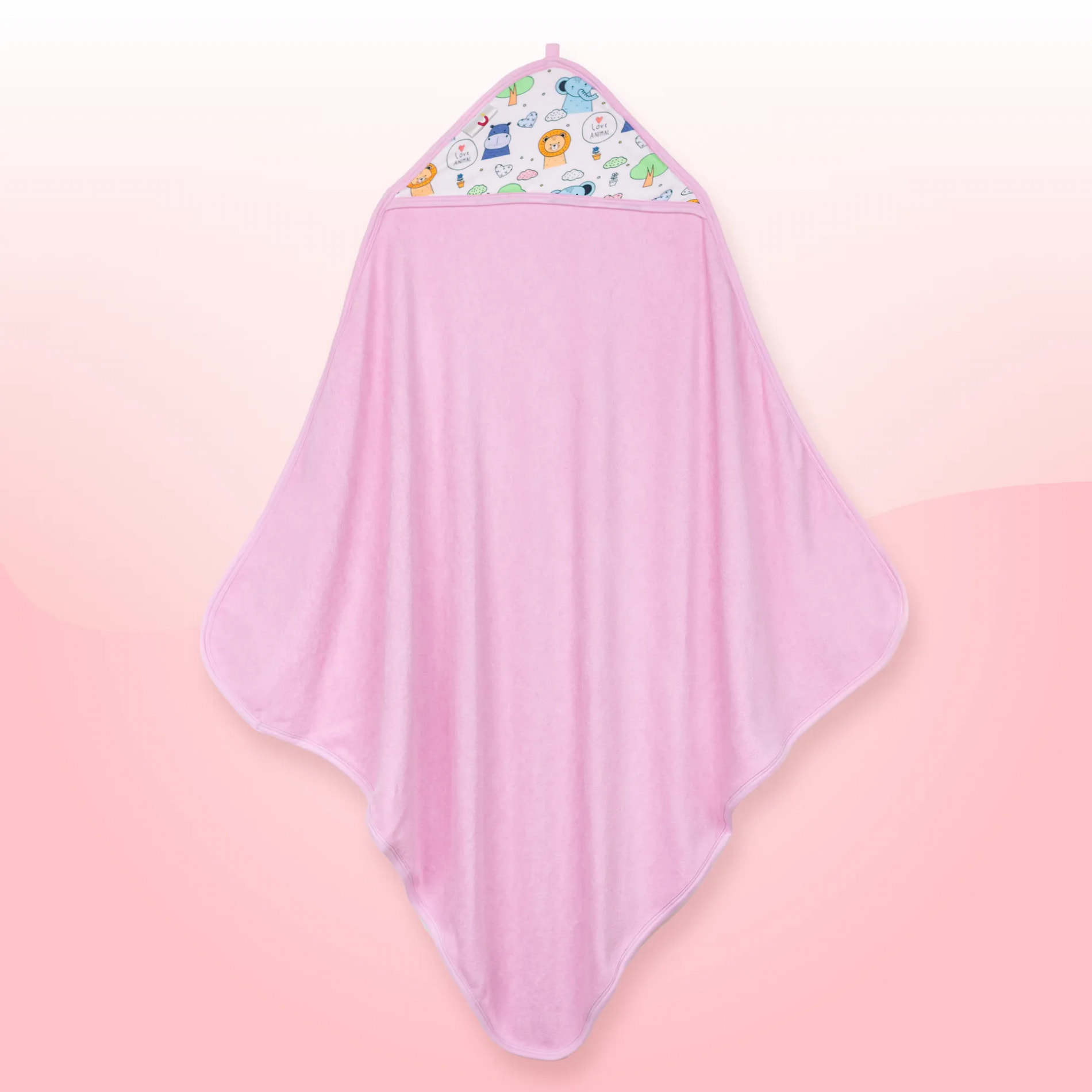 Ultra-Soft & Absorbent Baby Bath Towel with Hood- Baby Safari -Lavender (78 cm x 78cm)