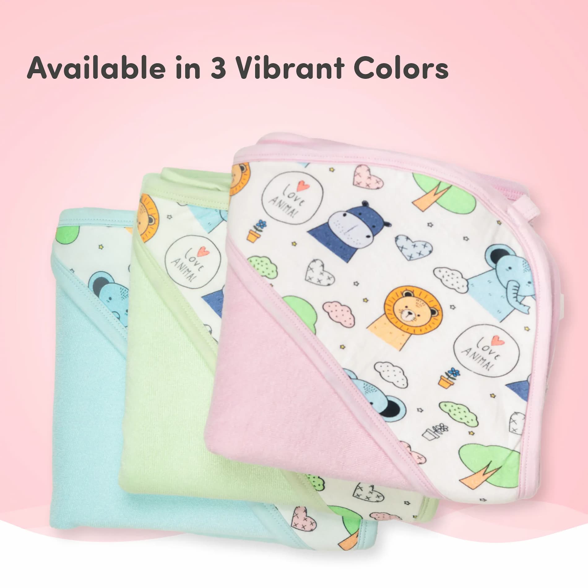 Ultra-Soft & Absorbent Baby Bath Towel with Hood- Baby Safari -Lavender (78 cm x 78cm)