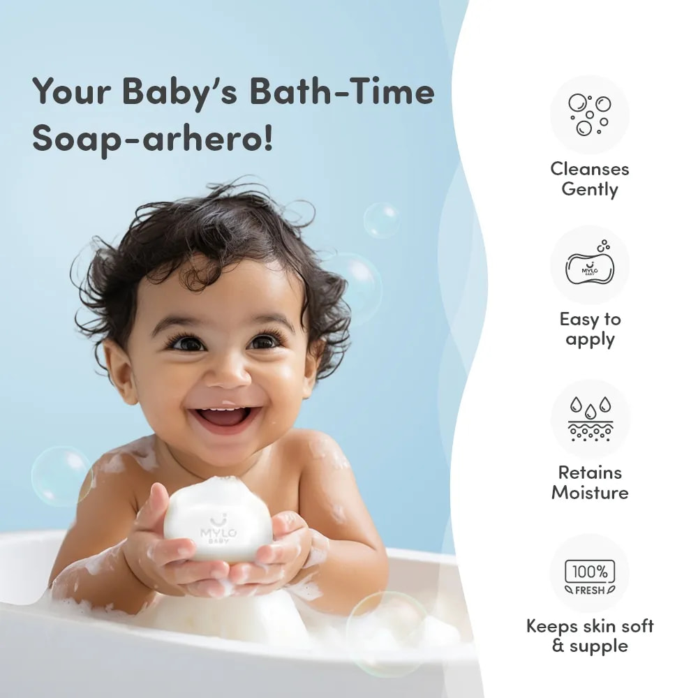 Mylo Baby Soap 75g - For 0-3 years with Vitamin E, Murumuru Butter, Jojoba Oil & Coconut Oil  - Pack of 1