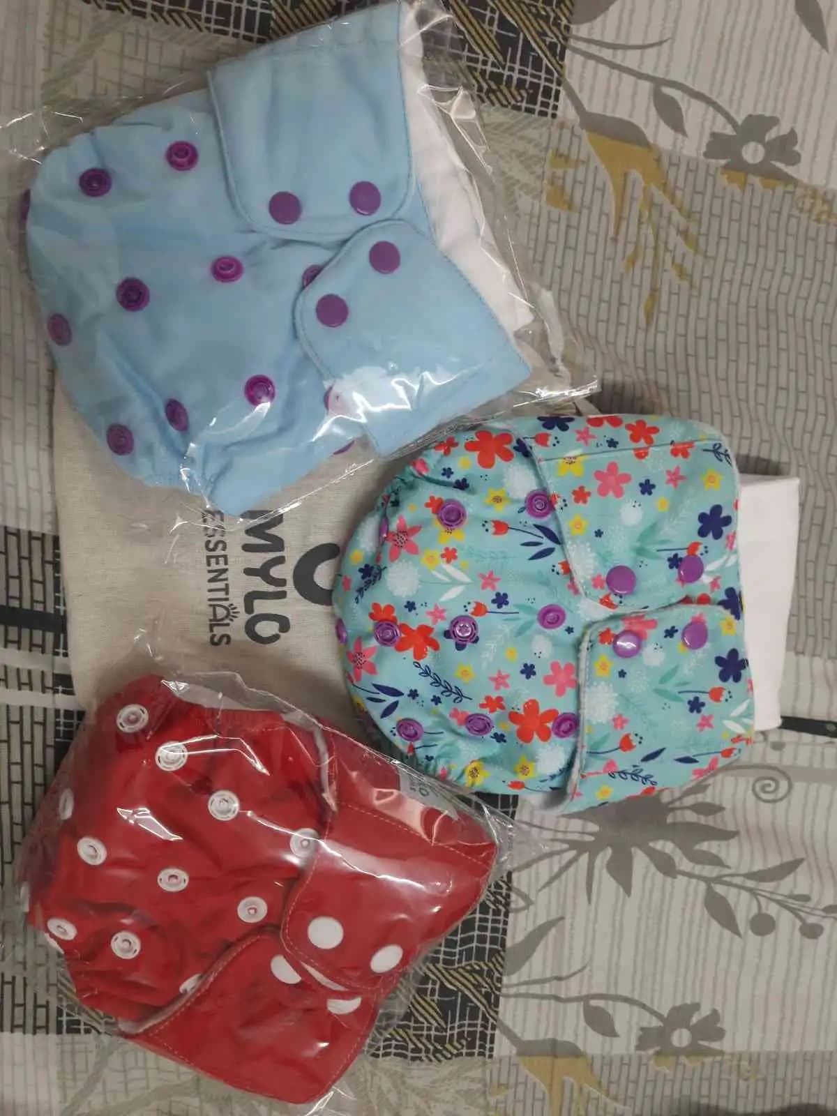 Free Size Reusable Cloth Diaper with Absorbent Insert Pad (3 - 36 Months) - Mix Pack of 3