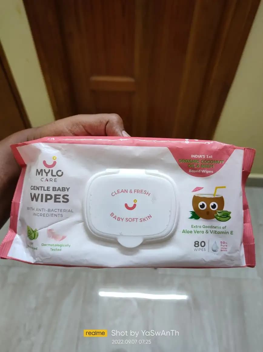 Gentle Baby Wipes with Organic Coconut Oil & Neem Without Lid (80 wipes x 3 packs)