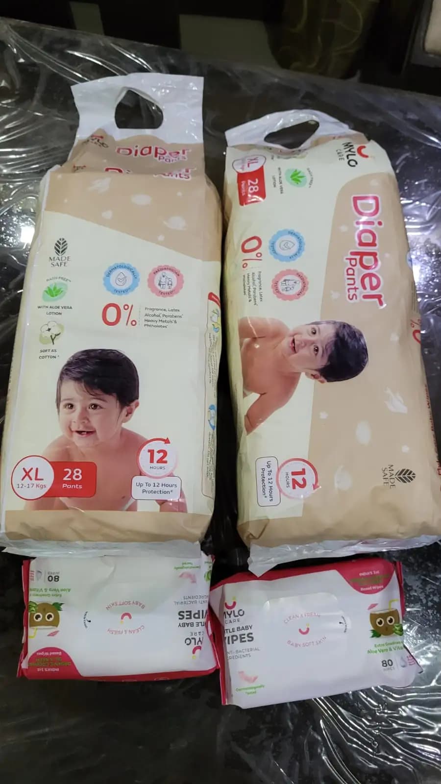 Monthly Diapering Super Saver Combo - Diaper Pants (L) Size (Pack of 2, 64 Count) + Wipes (Pack of 2)
