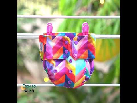 Adjustable Washable & Reusable Top lay Cloth Diaper with SmartCuff Technology for Enhanced Leak Protection-Comes with 1 Dry Feel Absorbent Insert Pad  (3M-3Y)- Jungle Safari